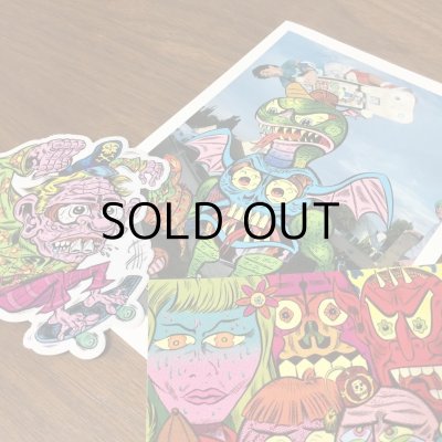 画像1: ESAYDE MINI POSTER & STICKER & POST CARD SET "SNAKE BOARDER"