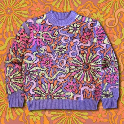 画像1: NAPOYAN "PSYCHEDELIC FLOWER" KNIT SWEATER