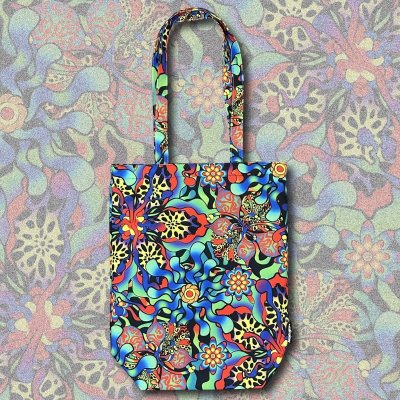 画像1: NAPOYAN "Psychedelic Flower" ZIP TOTE BAG