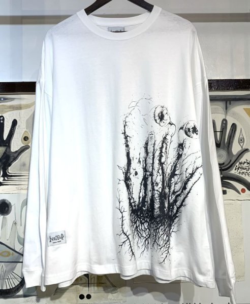 画像1: NEED ORIGINAL× HORITATSU "HAND"  L/S T-SHIRT(White) (1)