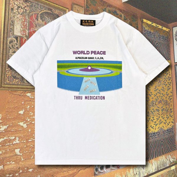 画像1: YELLOW FEVER  T-SHIRT "WORLD PEACE THRU MEDICATION" (1)